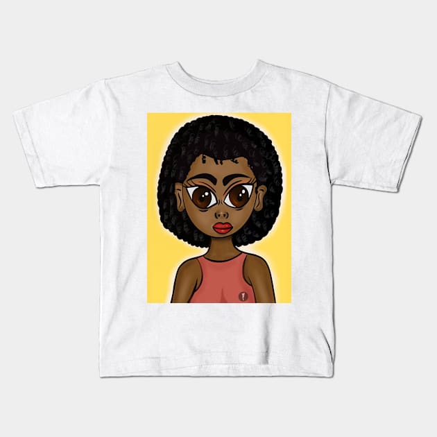 Cute art black anime style digital art Kids T-Shirt by Spinkly Creations 